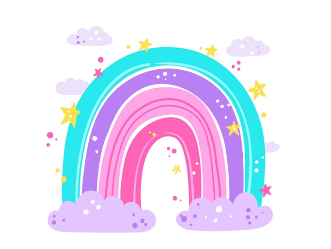 Boho Rainbow Clipart Boho Rainbow Stars and Clouds Clipart 