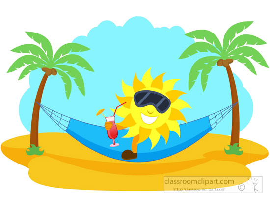Summer Clipart Summer Clipart - sun-character-refreshing-with-cold-drink-on ... 