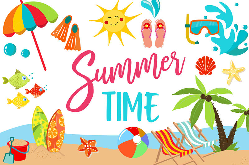 Summer Clipart Summer Clipart Bundle - 126 cliparts Eps  