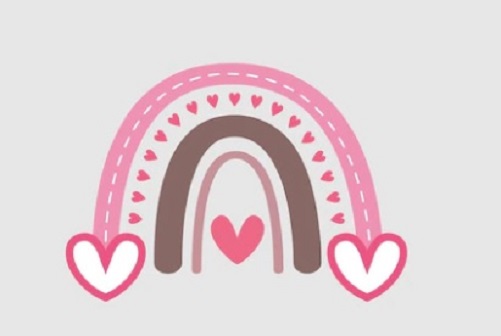 Boho Rainbow Clipart Boho Rainbow Clip art with 3 hearts icon 